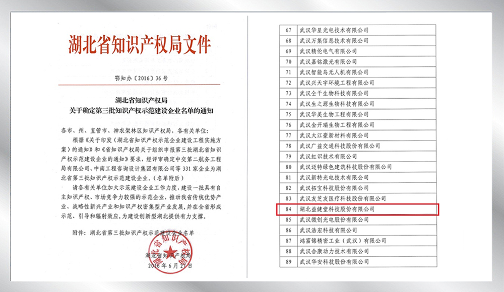 湖北第三批知識(shí)產(chǎn)權(quán)示范建設(shè)企業(yè)